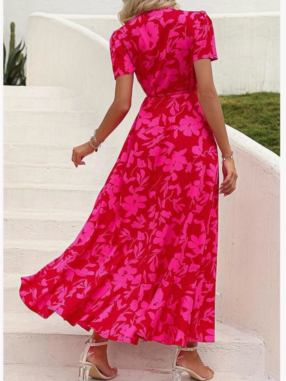 NEW Pretty Garden Floral Maxi Summer Wrap Dress Size Medium - Picture 2 of 7